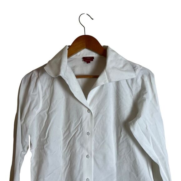 Talbots off white cotton blend button down shirt - Picture 2 of 7